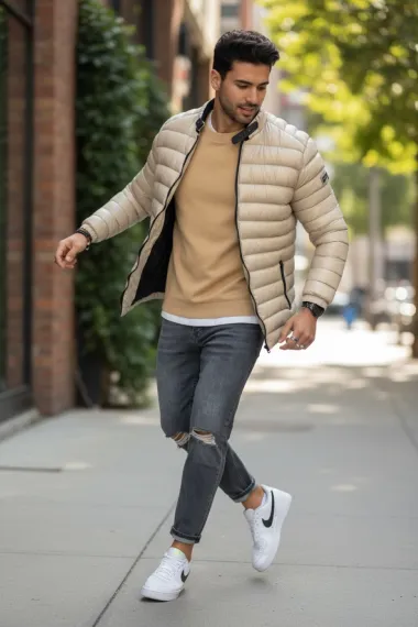 Geaca barbati de iarna bej 13412