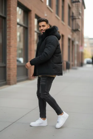 Geaca barbati groasa de iarna neagra 2333