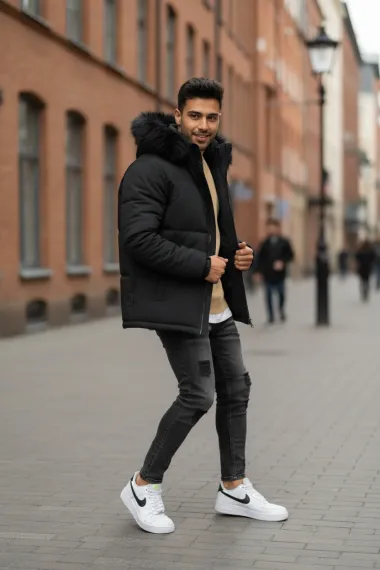 Geaca barbati groasa de iarna neagra 2333