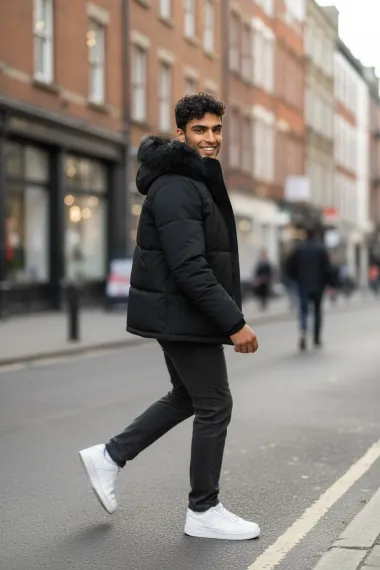 Geaca barbati groasa de iarna neagra 2333