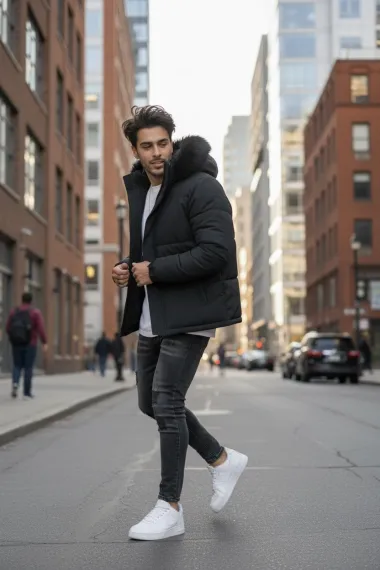 Geaca barbati groasa de iarna neagra 2333