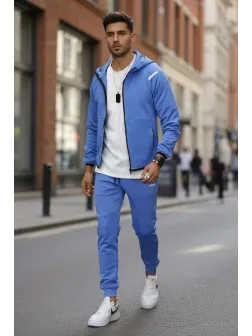 Trening barbati slim fit albastru, Pantaloni + Hanorac 288A