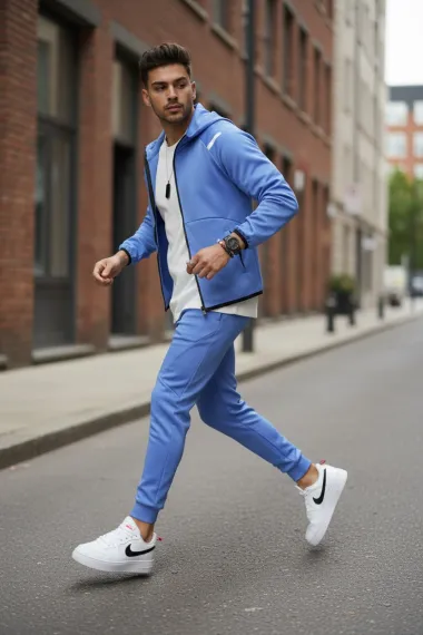 Trening barbati slim fit albastru, Pantaloni + Hanorac 288A