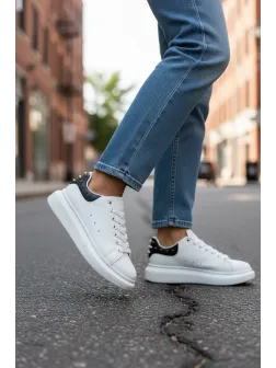 Adidasi dama albi cu negru casual, 6626