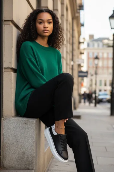 Adidasi dama negri cu alb casual, 6626