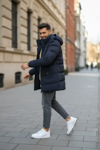 Geaca barbati groasa de iarna, bleumarin 2208