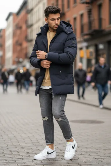 Geaca barbati groasa de iarna, bleumarin 2208