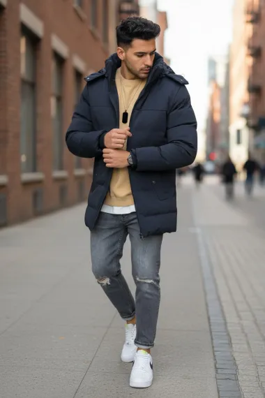 Geaca barbati groasa de iarna, bleumarin 2208