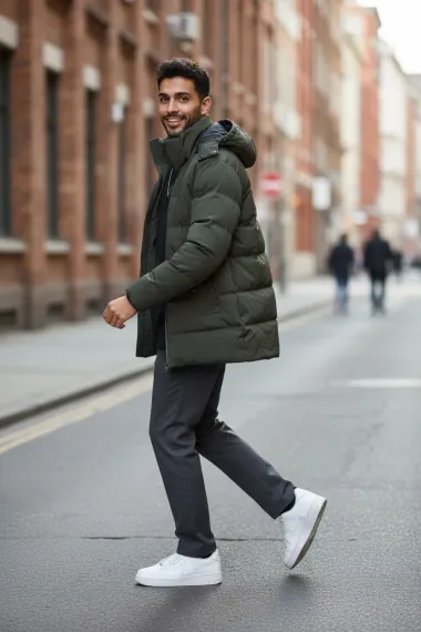 Geaca barbati groasa de iarna, kaki 2208