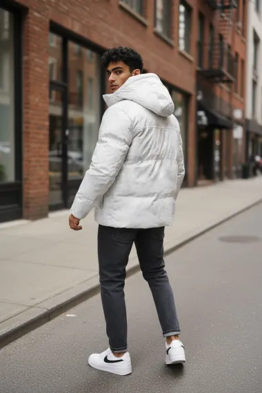 Geaca barbati groasa de iarna, alba 2602