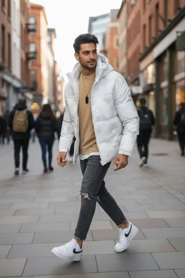 Geaca barbati groasa de iarna, alba 2602