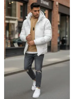 Geaca barbati groasa de iarna, alba 2602