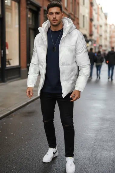 Geaca barbati groasa de iarna, alba 2602