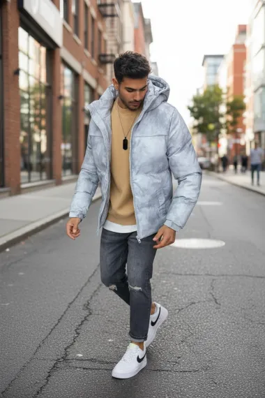 Geaca barbati groasa de iarna, gri 2602