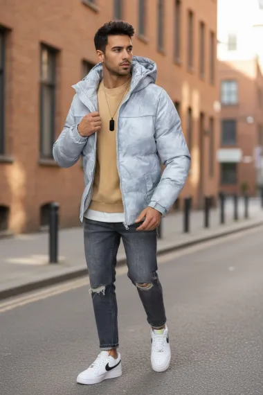 Geaca barbati groasa de iarna, gri 2602