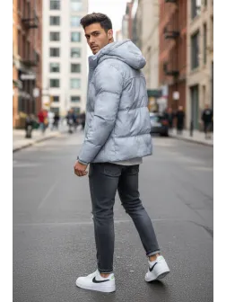 Geaca barbati groasa de iarna, gri 2602