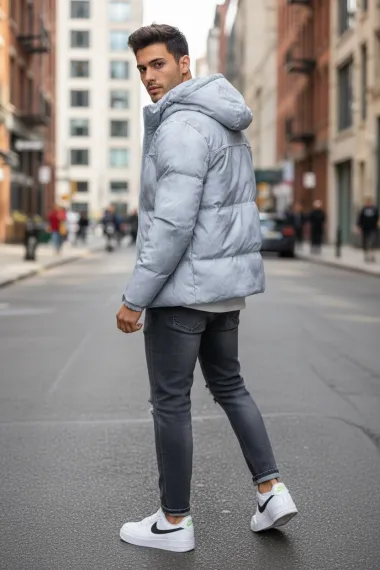 Geaca barbati groasa de iarna, gri 2602