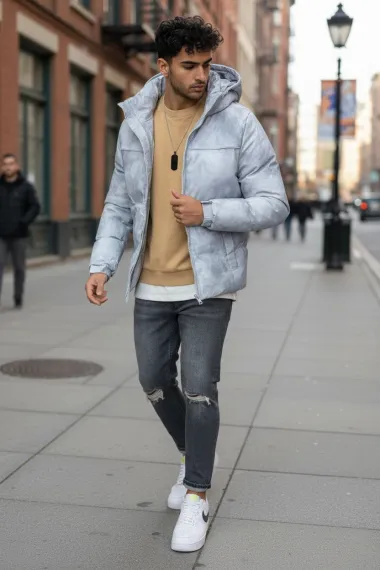 Geaca barbati groasa de iarna, gri 2602