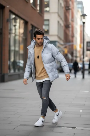 Geaca barbati groasa de iarna, gri 2602