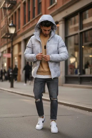 Geaca barbati groasa de iarna, gri 2602