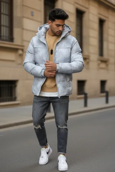 Geaca barbati groasa de iarna, gri 2602