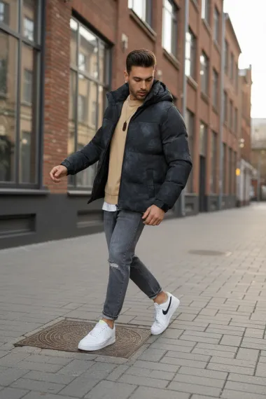 Geaca barbati groasa de iarna, neagra 2602