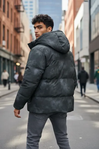 Geaca barbati groasa de iarna, neagra 2602