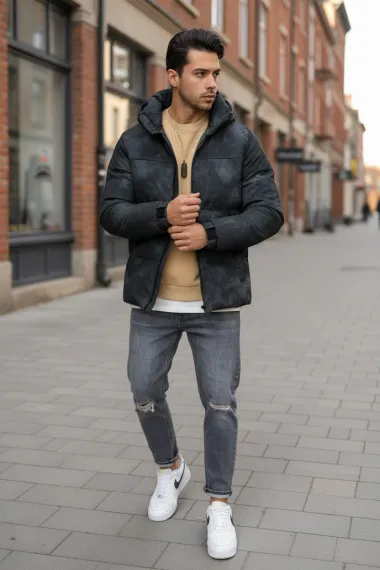 Geaca barbati groasa de iarna, neagra 2602