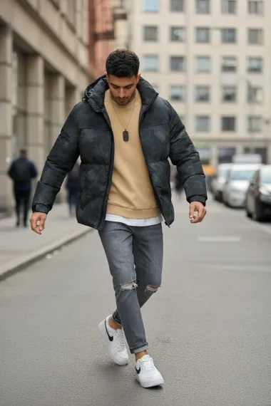 Geaca barbati groasa de iarna, neagra 2602