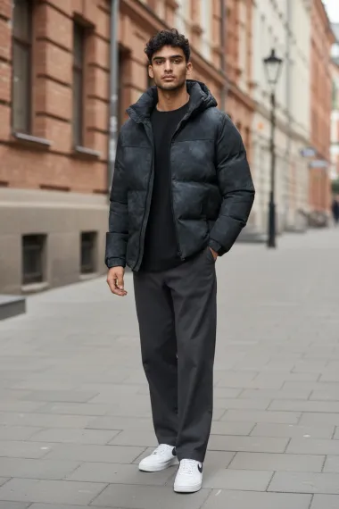 Geaca barbati groasa de iarna, neagra 2602