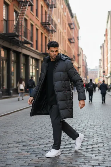 Geaca barbati groasa de iarna, neagra 3407