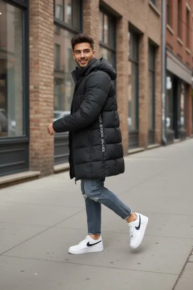 Geaca barbati groasa de iarna, neagra 3407