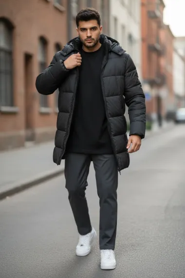 Geaca barbati groasa de iarna, neagra 3407