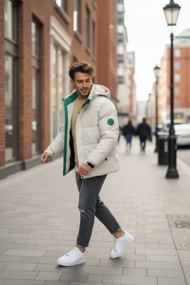 Geaca barbati groasa de iarna, bej 4400