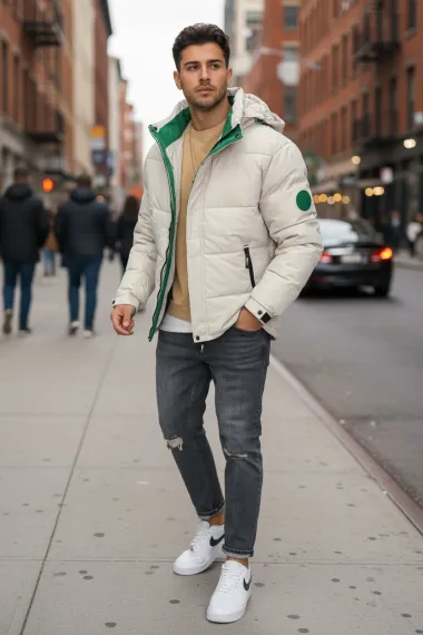 Geaca barbati groasa de iarna, bej 4400