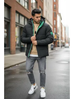 Geaca barbati groasa de iarna, neagra 4400