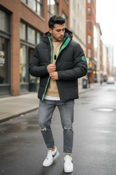 Geaca barbati groasa de iarna, neagra 4400