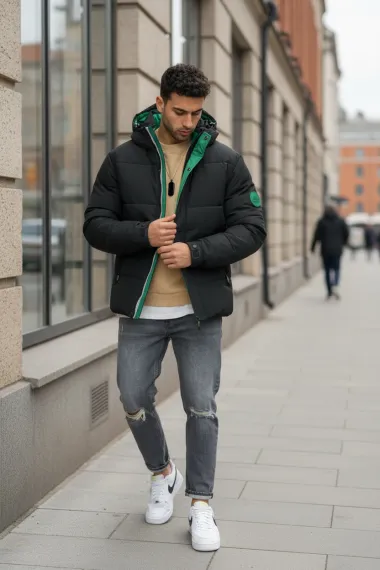 Geaca barbati groasa de iarna, neagra 4400