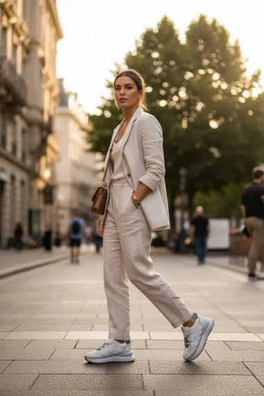 Adidasi dama casual albi cu gri, R01