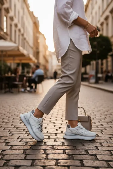 Adidasi dama casual albi cu gri, R01