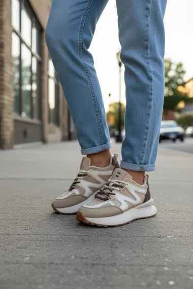 Adidasi dama casual bej cu maro, R01