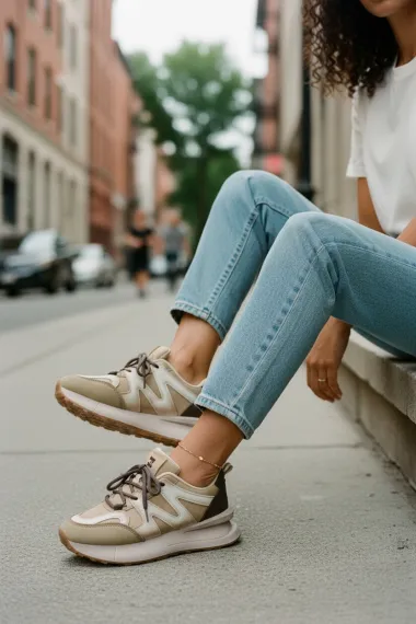 Adidasi dama casual bej cu maro, R01