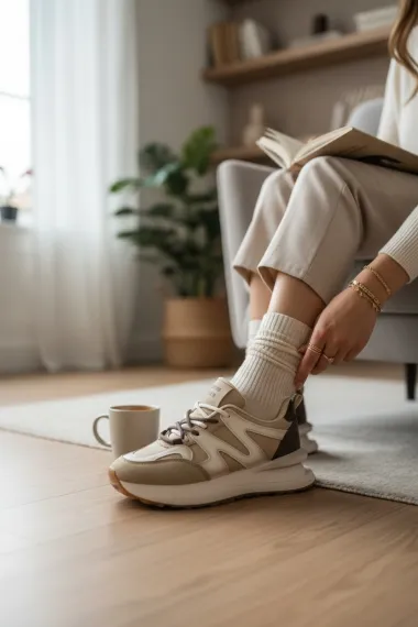 Adidasi dama casual bej cu maro, R01