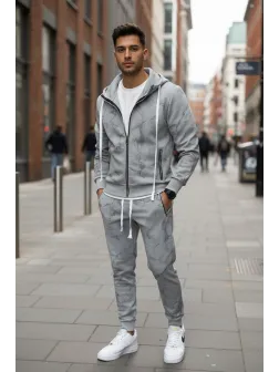 Trening barbati slim fit gri, Pantaloni + Hanorac RM35 46-2.1