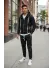 Trening barbati slim fit negru, Pantaloni + Hanorac RM35 100-2.1