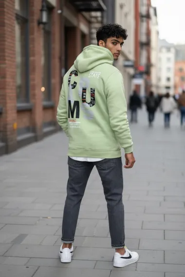 Hanorac barbati slim fit, verde, vatuit S100 33-3.1