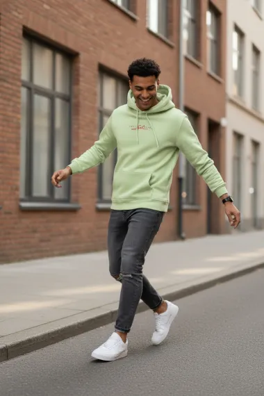 Hanorac barbati slim fit, verde, vatuit S100 33-3.1