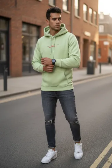 Hanorac barbati slim fit, verde, vatuit S100 33-3.1