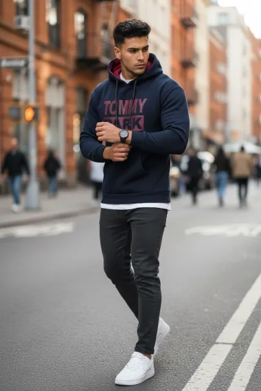 Hanorac barbati slim fit, bleumarin, vatuit S110 90-2.3