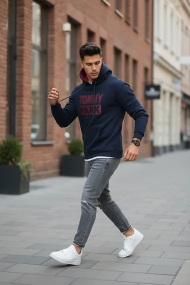 Hanorac barbati slim fit, bleumarin, vatuit S110 90-2.3